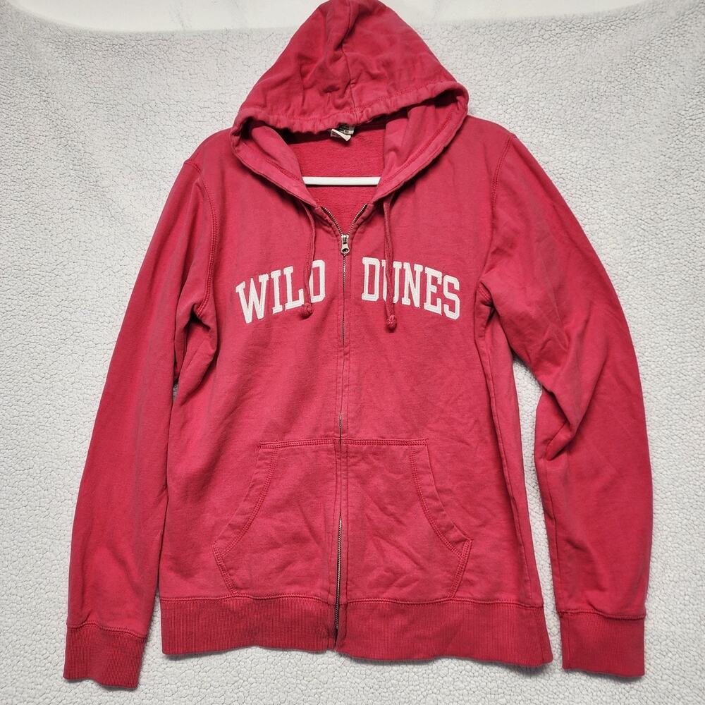 Vintage Y2K Camp David Wild Dunes Hoodie Size L Pink Full Zip Cotton Pockets